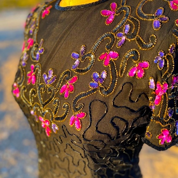 AP. LTD Dresses & Skirts - Vintage 80’s AP. LTD beaded silk cocktail dress 👗